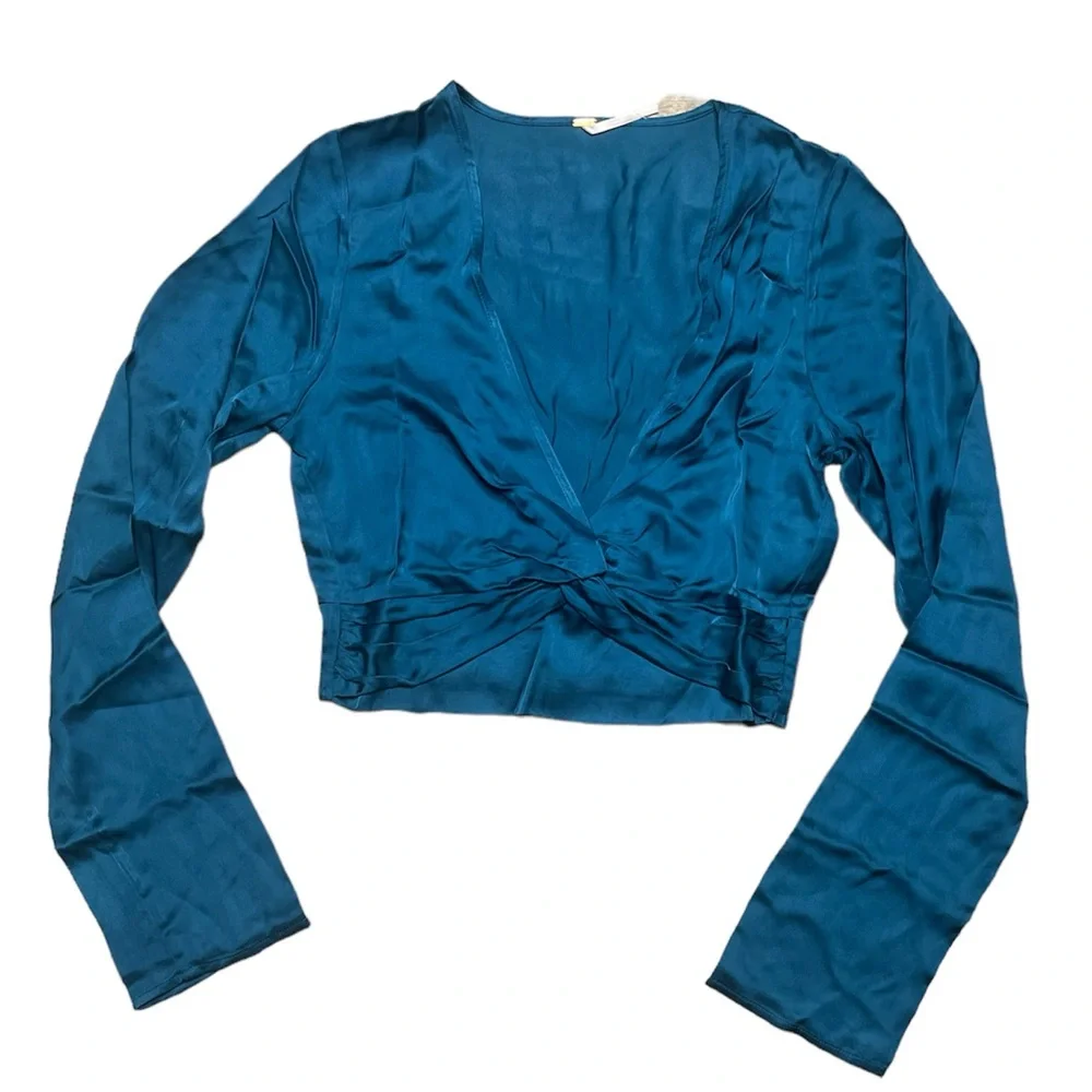 Free People Front Twist Satin Crop Top - Picture 5 of 11